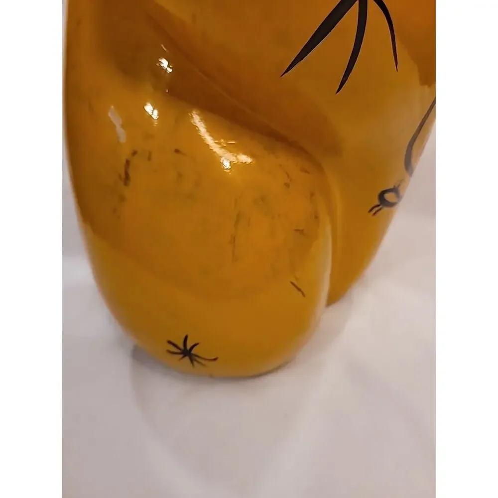 Joan Miro Style Art Deco Vintage Large Hand Painted Abstract Bulbous Glass Vase